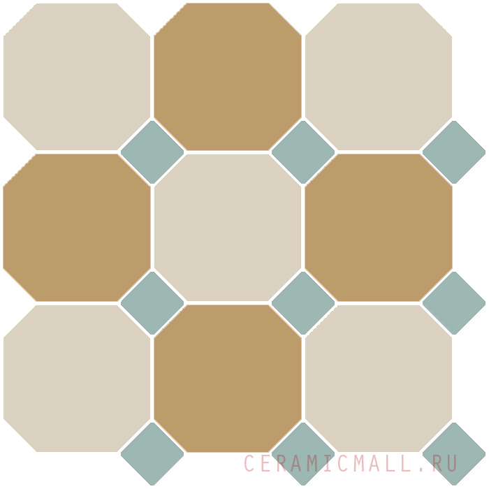 Octagon New White 16 Yellow 03/Turquoise 13 Dots 30x30